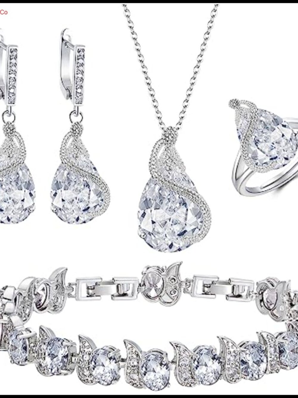Cubic Zirconia Wedding Jewelry Set for Bride Bridesmaid
